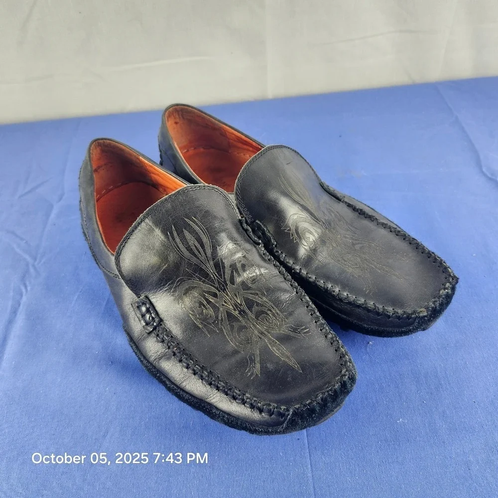 Robert Wayne Rays Men's Slip On Shoes Black Square Toe Sz‎ 8